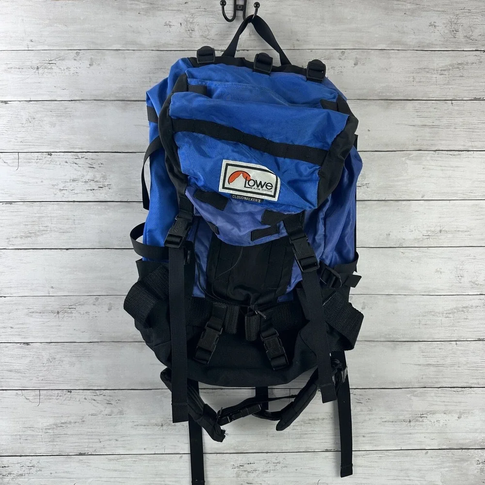 Vintage Lowe Alpine Systems Cloud Walker II Hiking Backpack Blue/Black‎